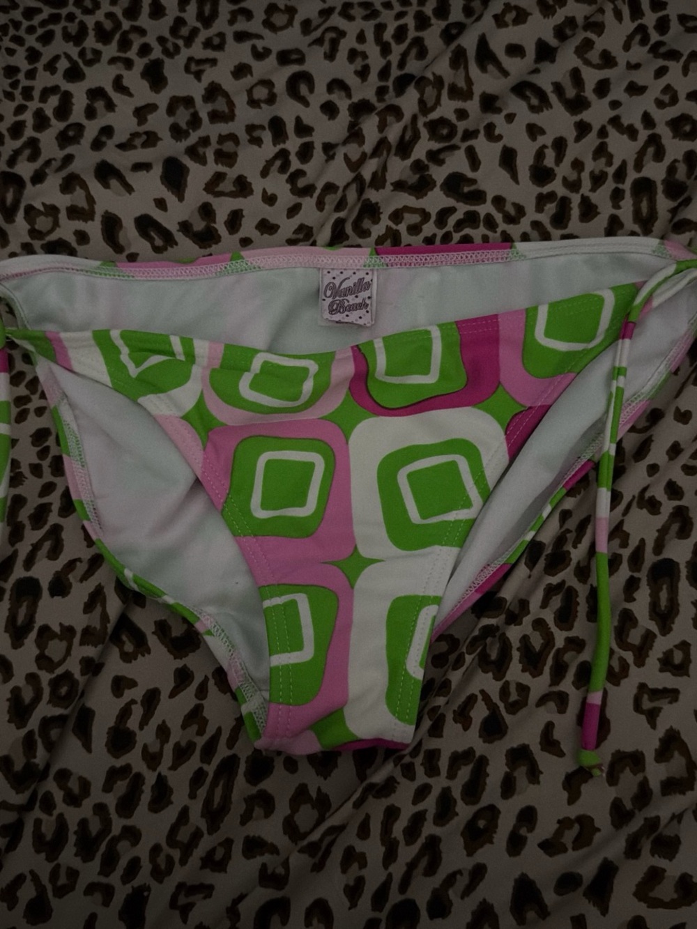 Vanilla/Beach Pink & Green Geometric Bikini Bottom